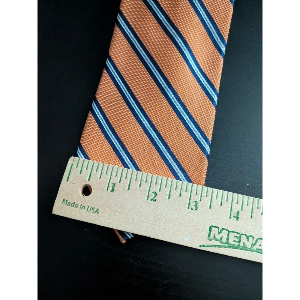 Nautica Tie Necktie Repp Stripe Orange Blue Men's 60
